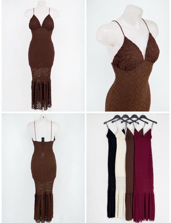Vestido encaje con volante