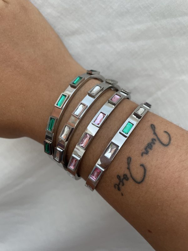 Pulsera Esmeralda plateada